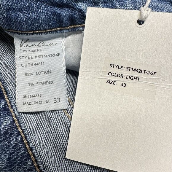 Kancan Jeans Womens 33 16W Straight Blue Denim Light Wash Distressed 90s NEW - Picture 6 of 9